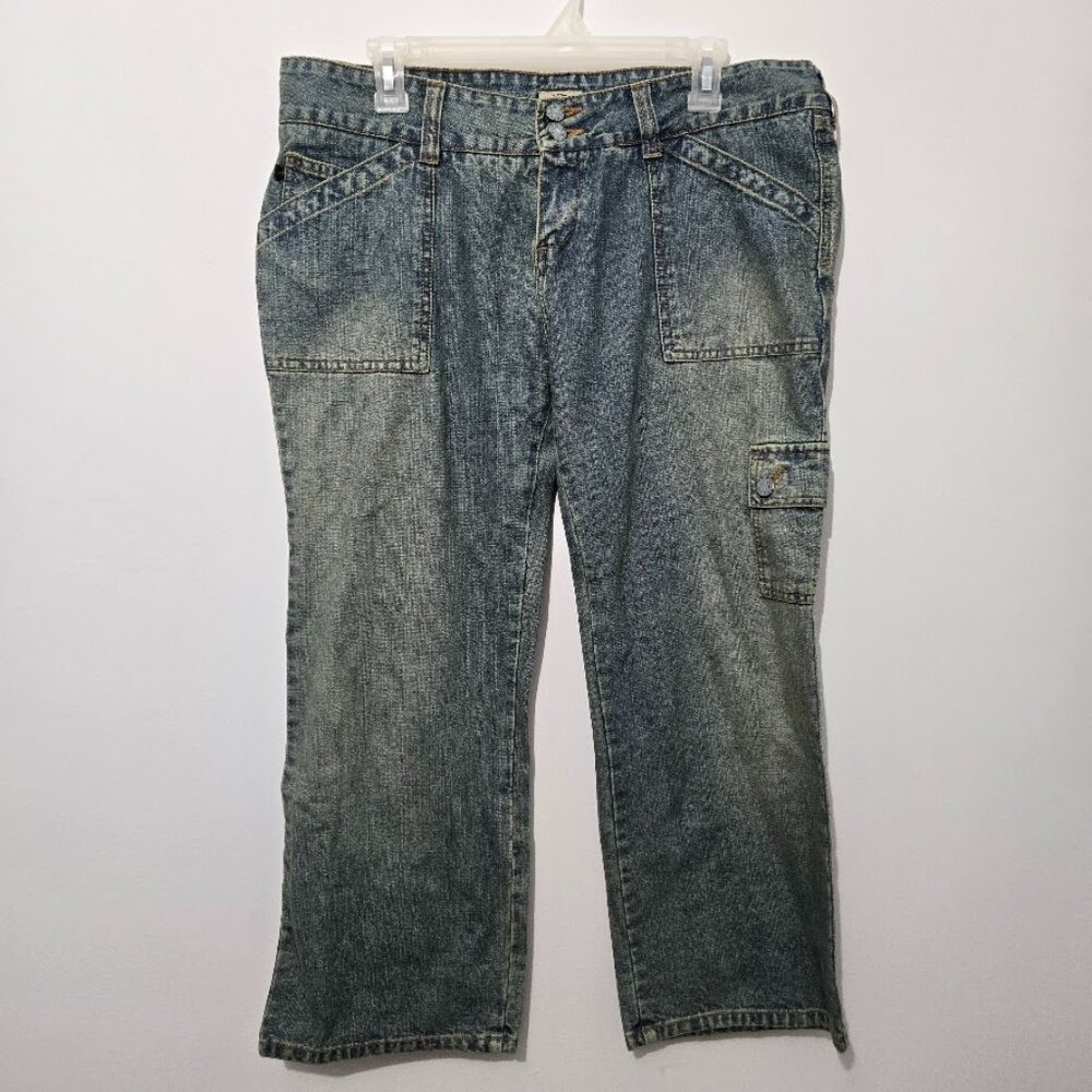 Abercrombie & Fitch Womens Vintage Y2K Denim Cropped Cargo Pants Size 12 Relaxed